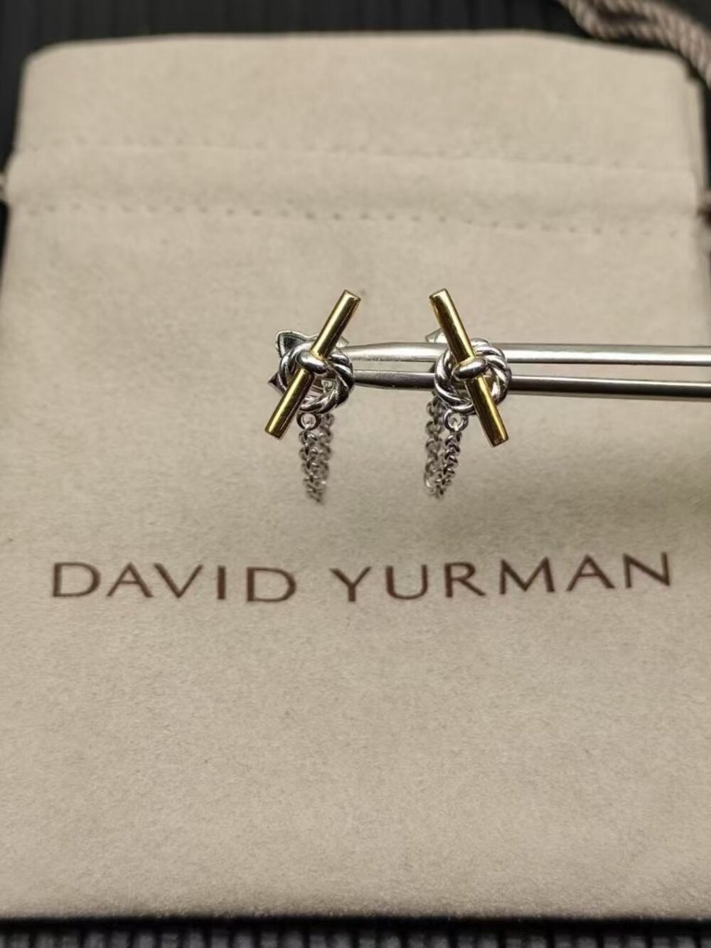 David Yurman Two-Tone Petite Chain-Link Earrings
